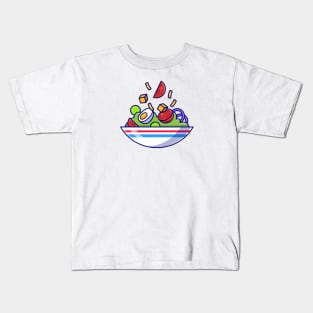 Vegetable Salad With Egg Boiled In Bowl Cartoon Kids T-Shirt